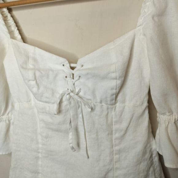 Aritzia Wilfred Cream Puff Sleeve Linen Mini Dress - Picture 3 of 5